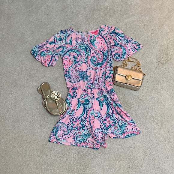 Lily Pulitzer pink and green romper - Picture 1 of 4